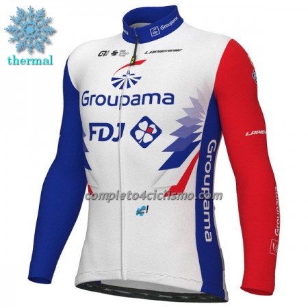 Maglia 2022 Groupama FDJ Manica Lunga Winter Invernale Bianco Blu Maglia 2022 Groupama FDJ Manica Lunga Winter Invernale Bianco Blu